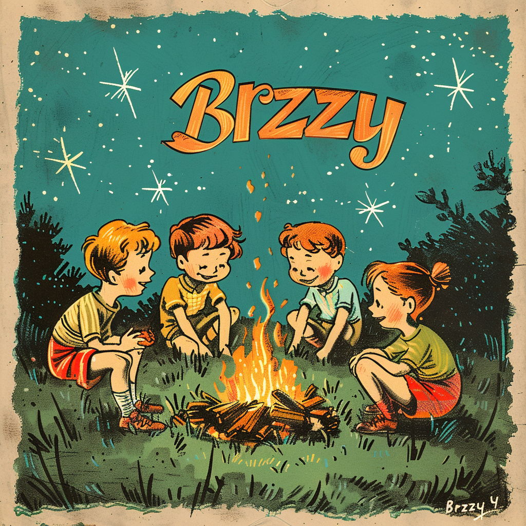 Kids sitting around campfire