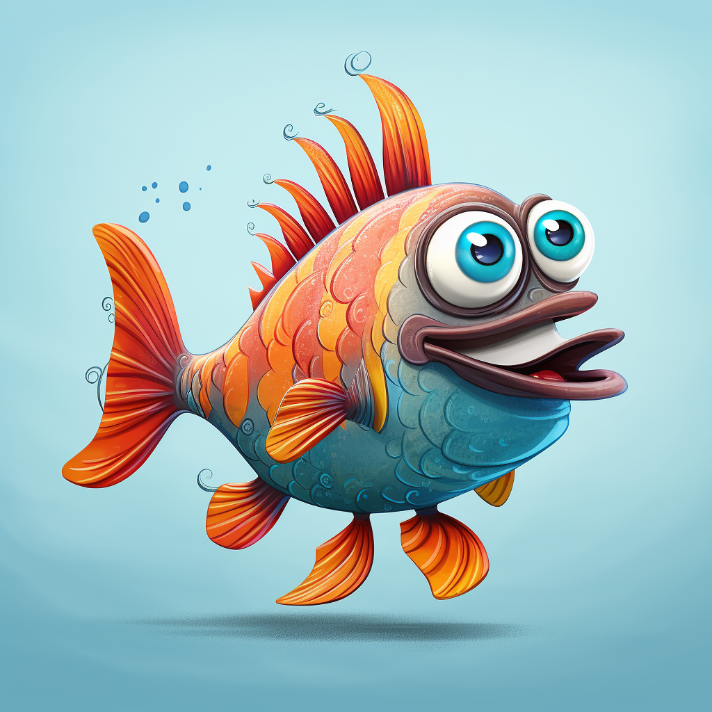 Cartoon fish with legs and hands