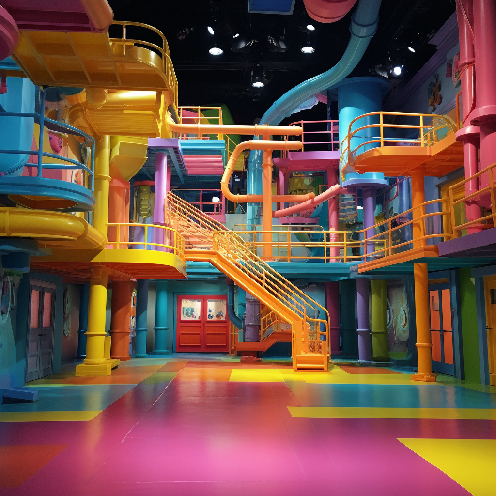 Colorful set for kids comedy TV show