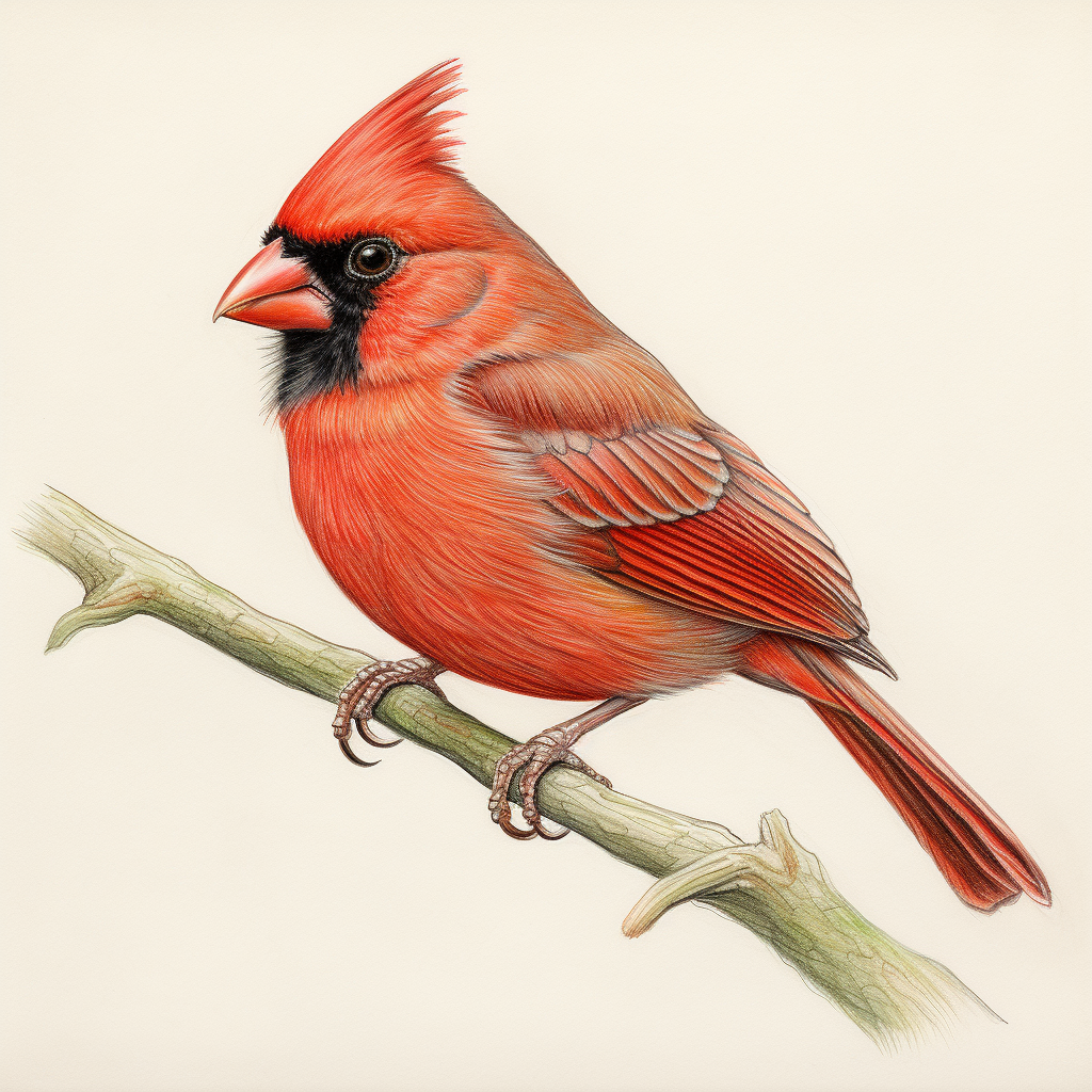 Colorful drawing of a small cardinal bird