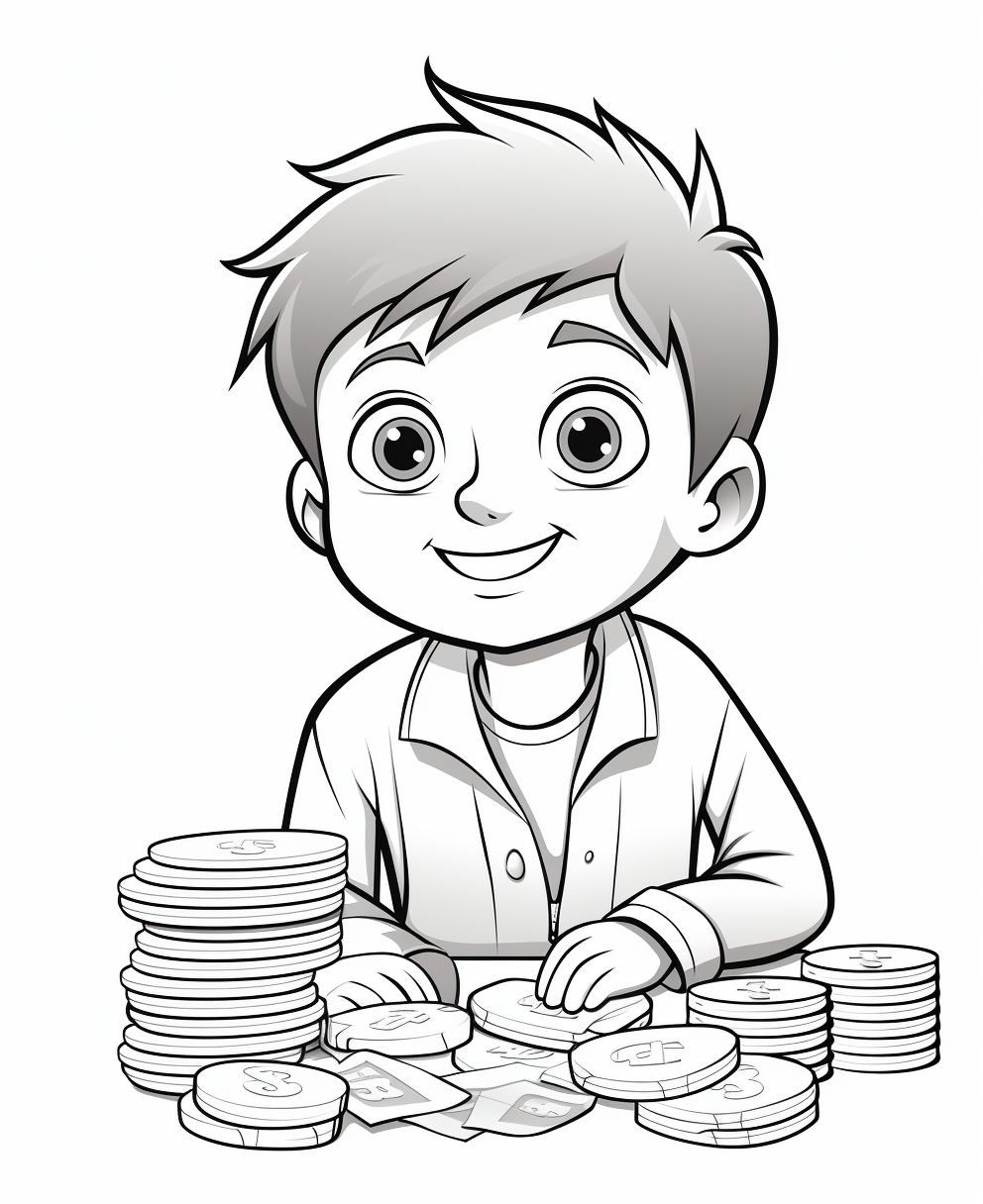 Cartoon money coloring book for kids