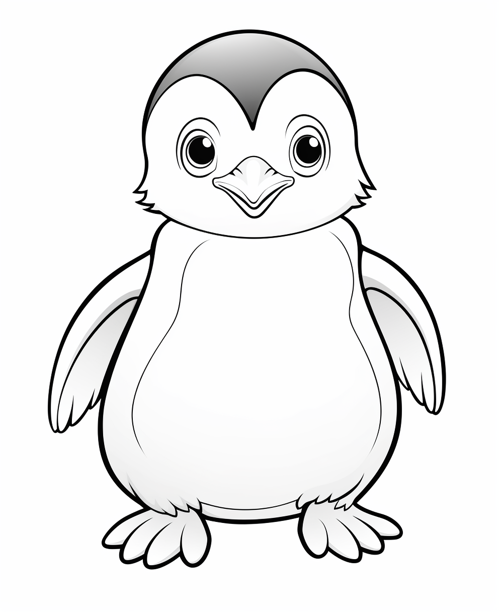 Cute penguin coloring page for kids