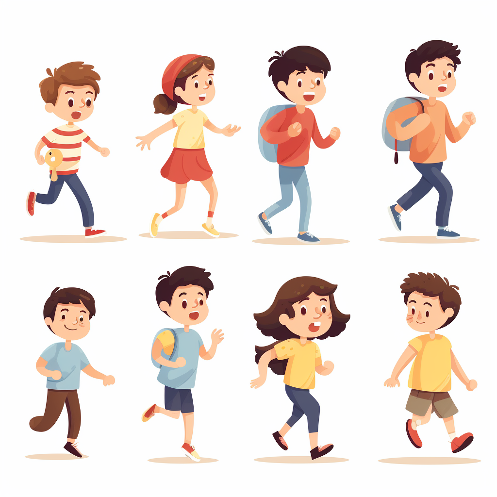 Cartoon of Kids Engaging in Physical Activity