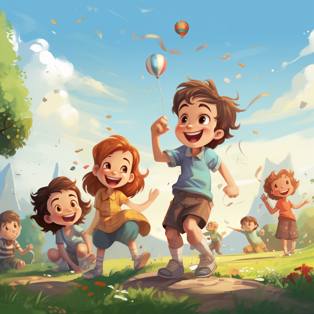 Kids playing outside cartoon