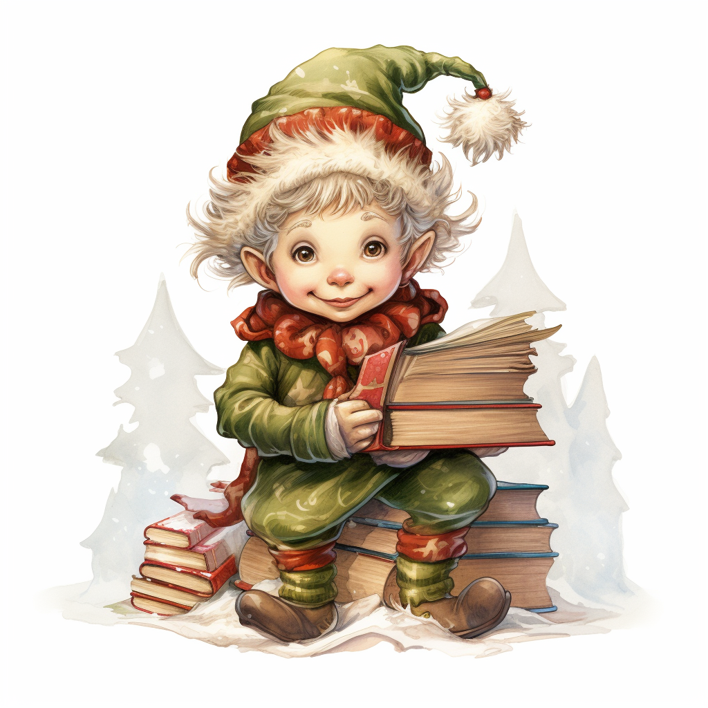 Coloring book page of Santa's elf