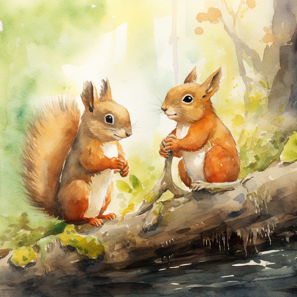 Cute squirrel giving advice in watercolor