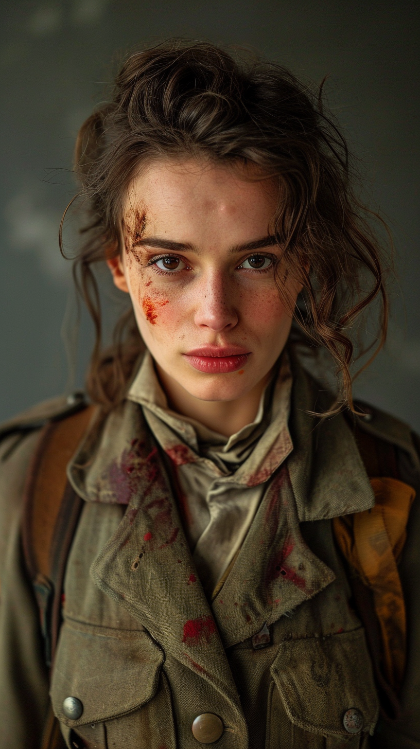 Kiera Knightly wartime costume dirty face