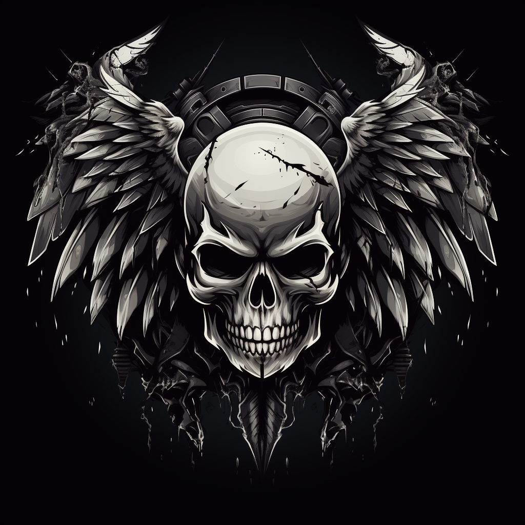 Menacing Skull with Intricate Wings