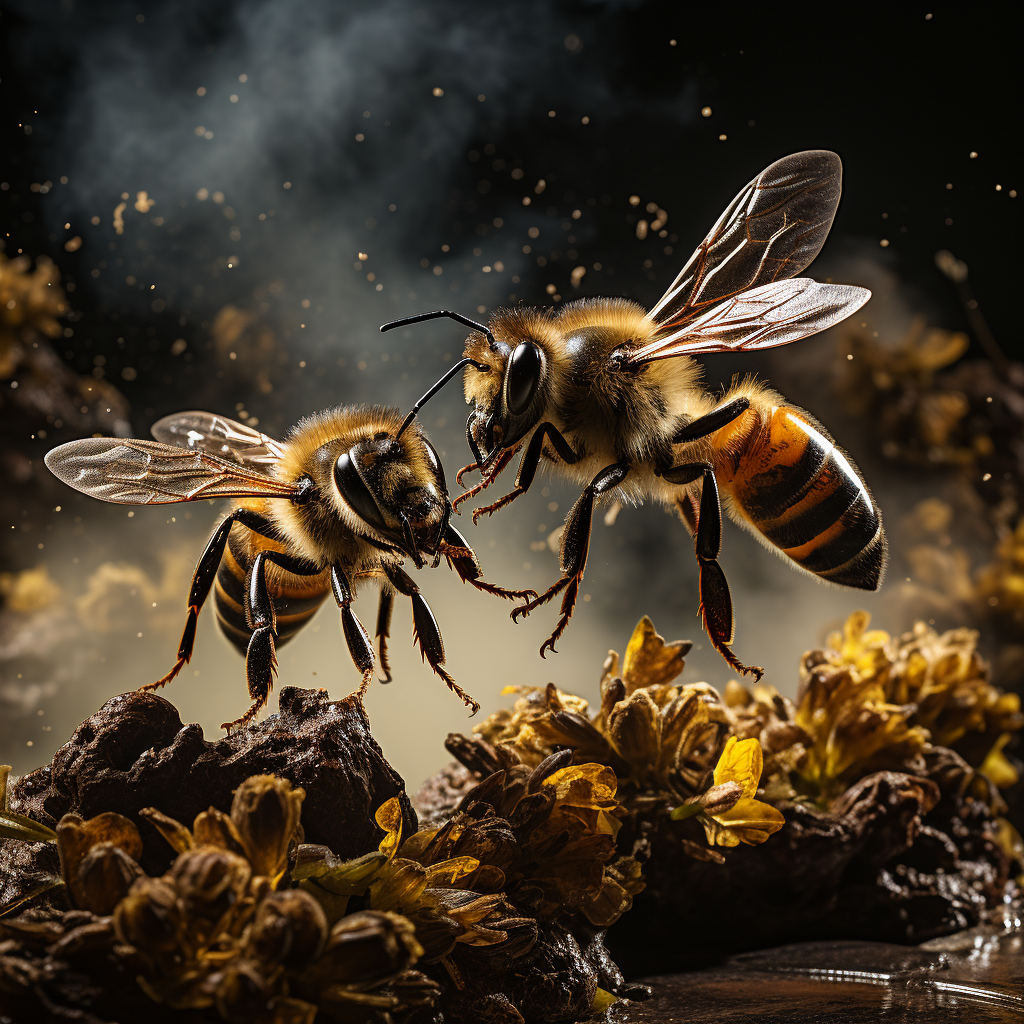 Dramatic killer bees swarm photo