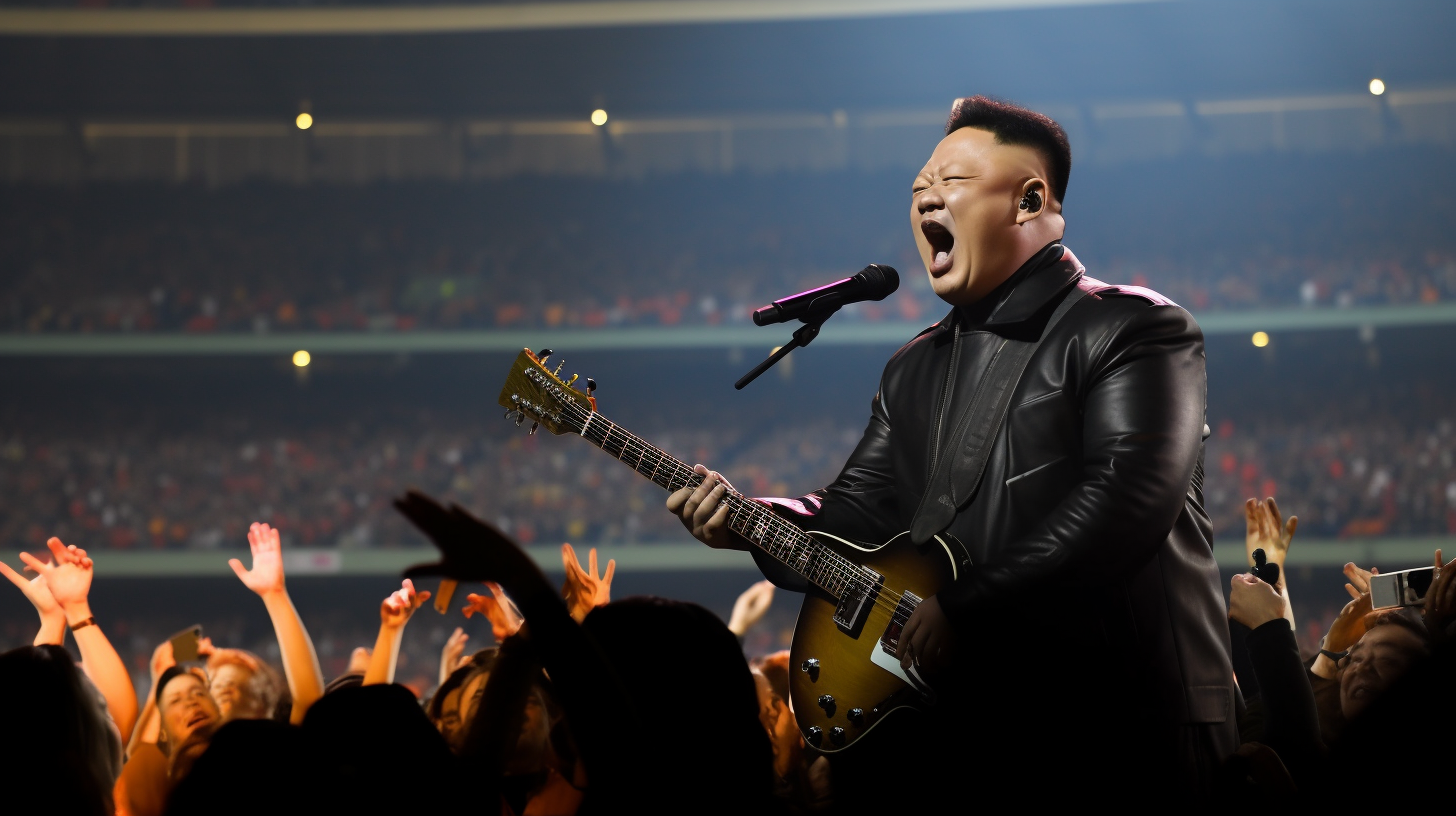 Kim Jong Un performing live with Metallica