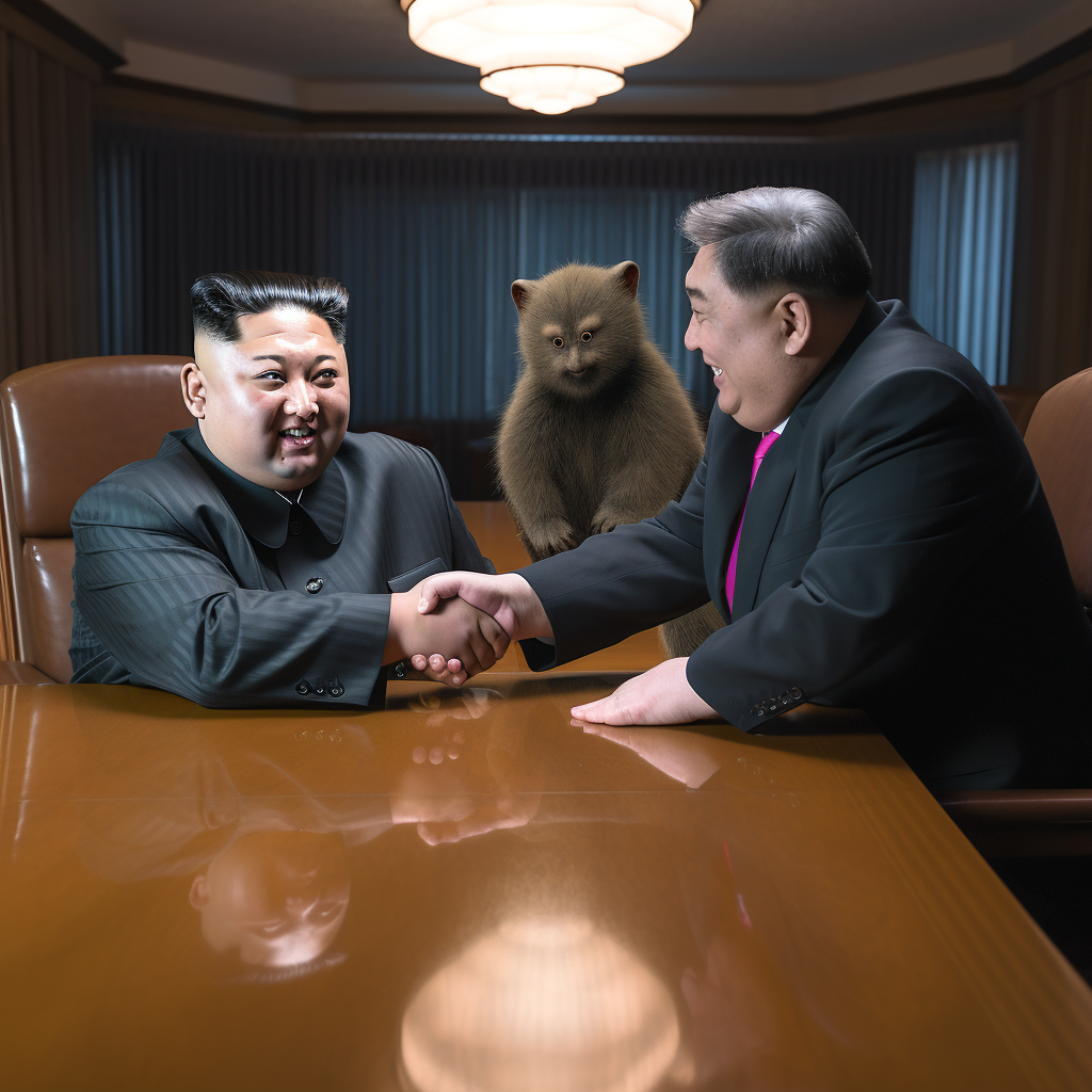 Kim Jong Un and Rat Man handshake