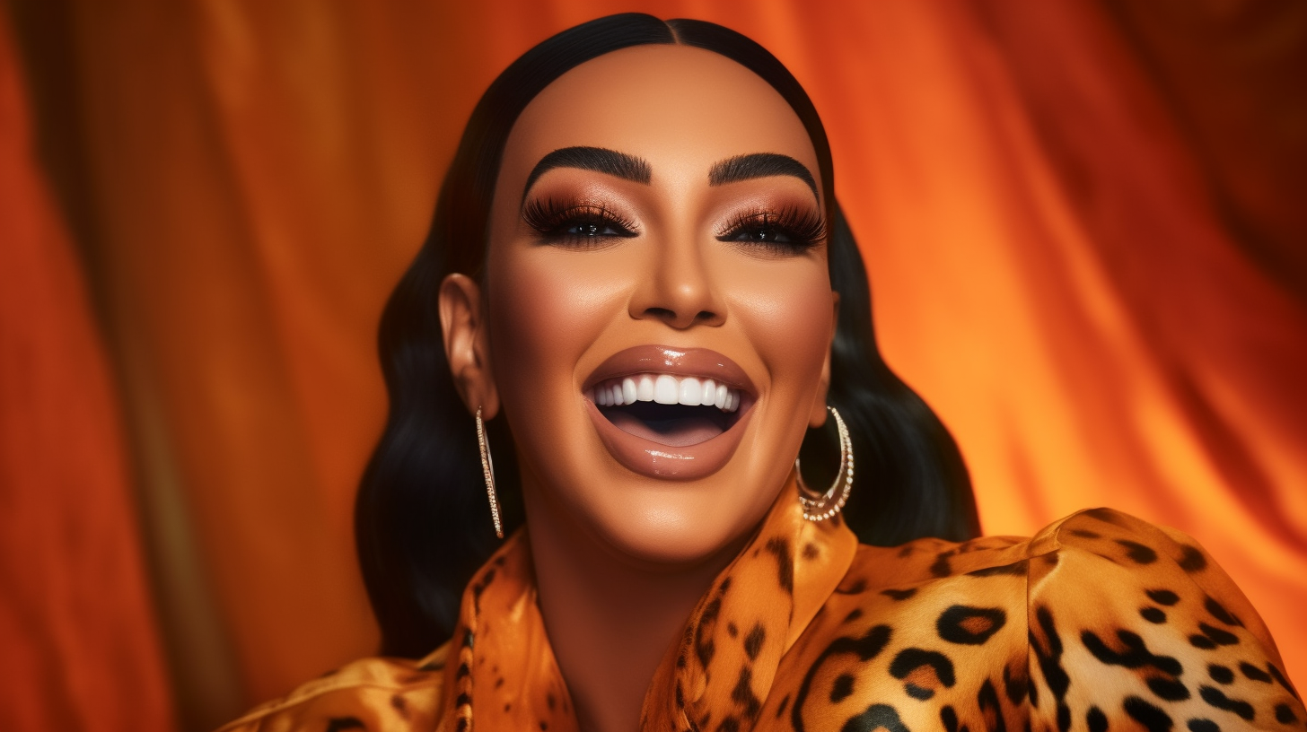 Kim Kardashian Big Smile Orange Studio