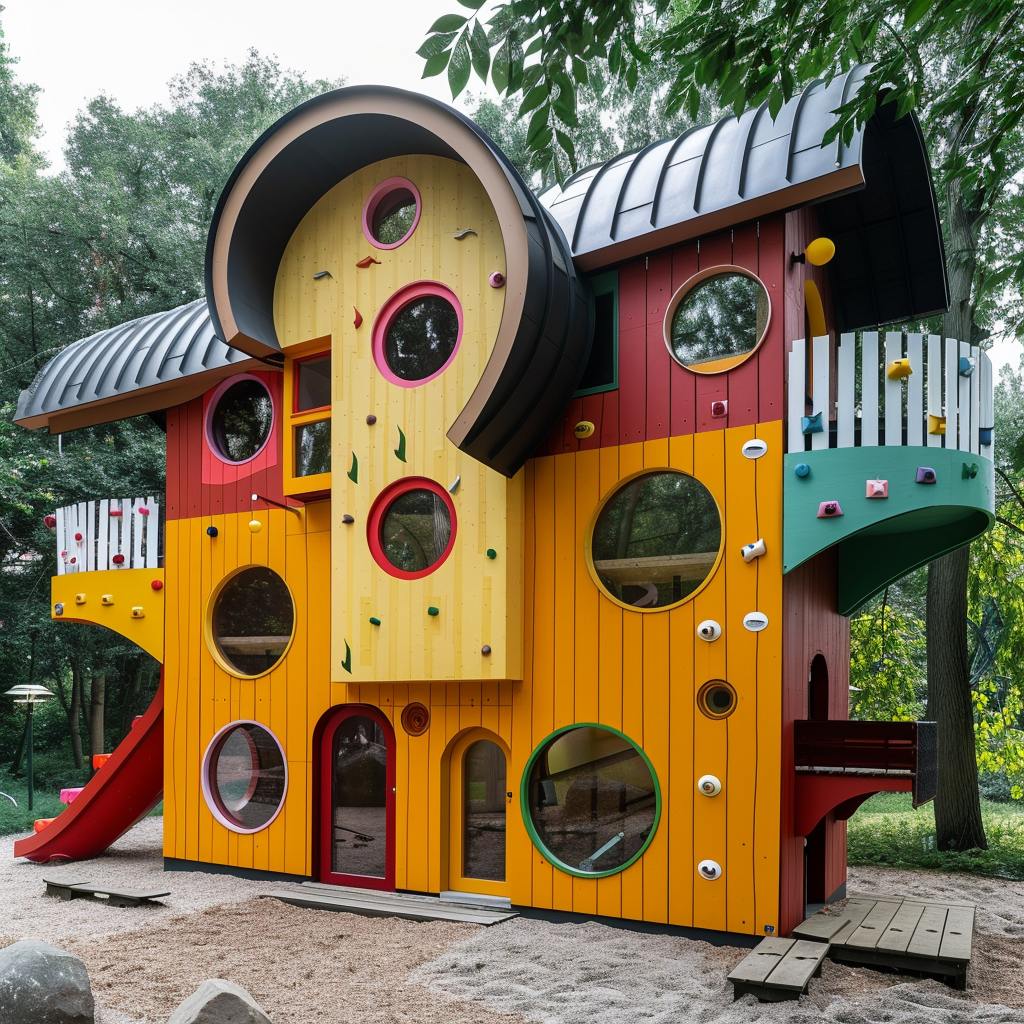 Kindergarten Playground in Minimalist Garden