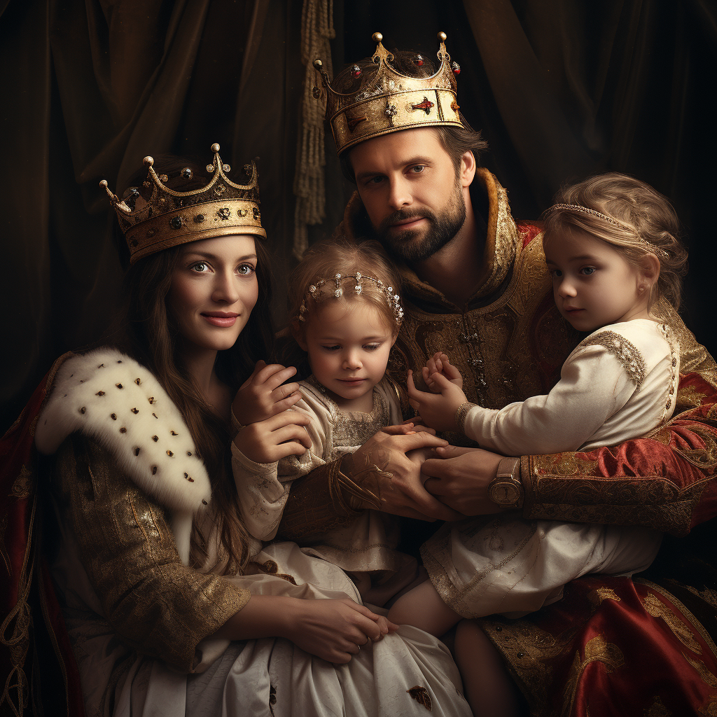 Photo of a King and Queen with Children