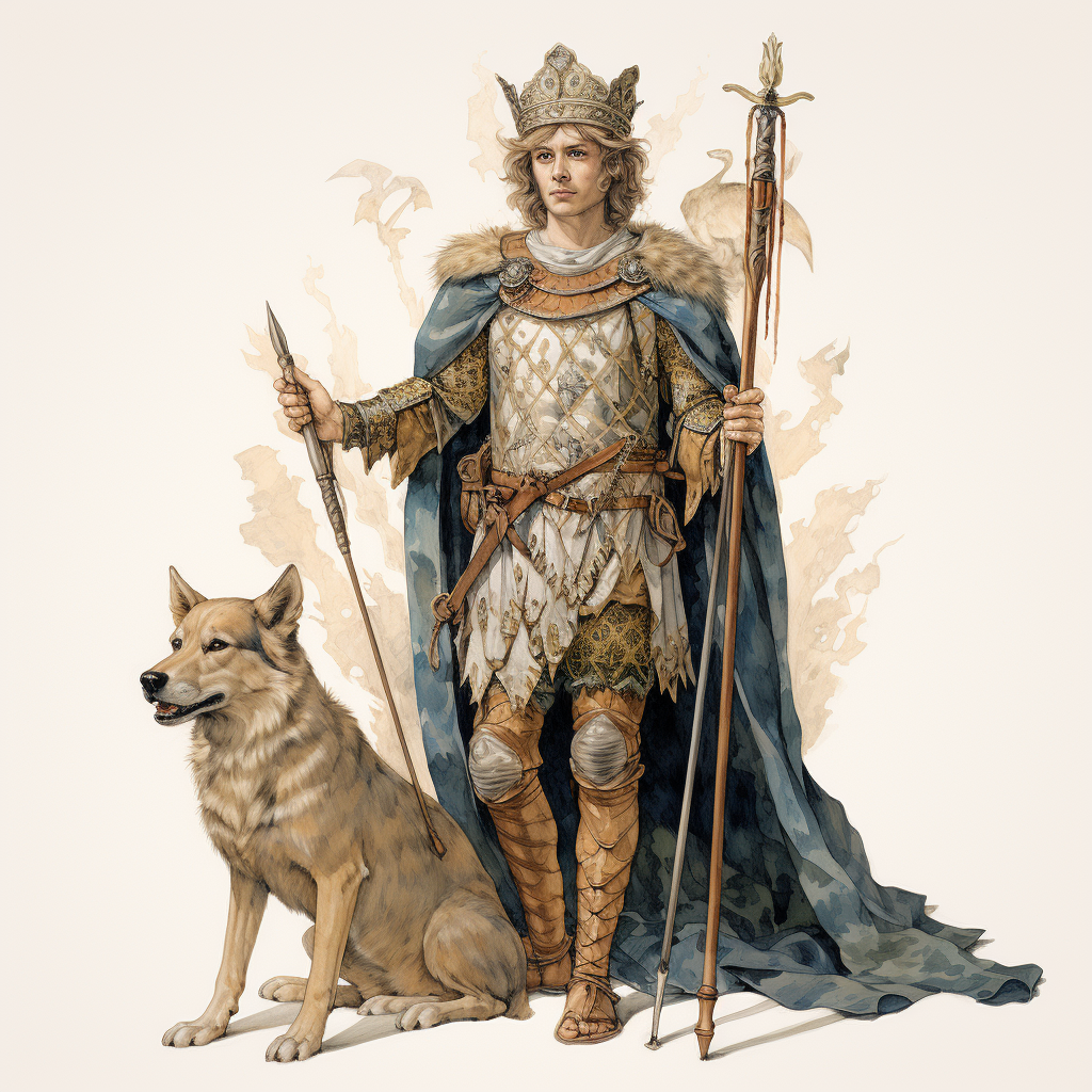 King Edmund in Ceremonial Clothes with Wolf