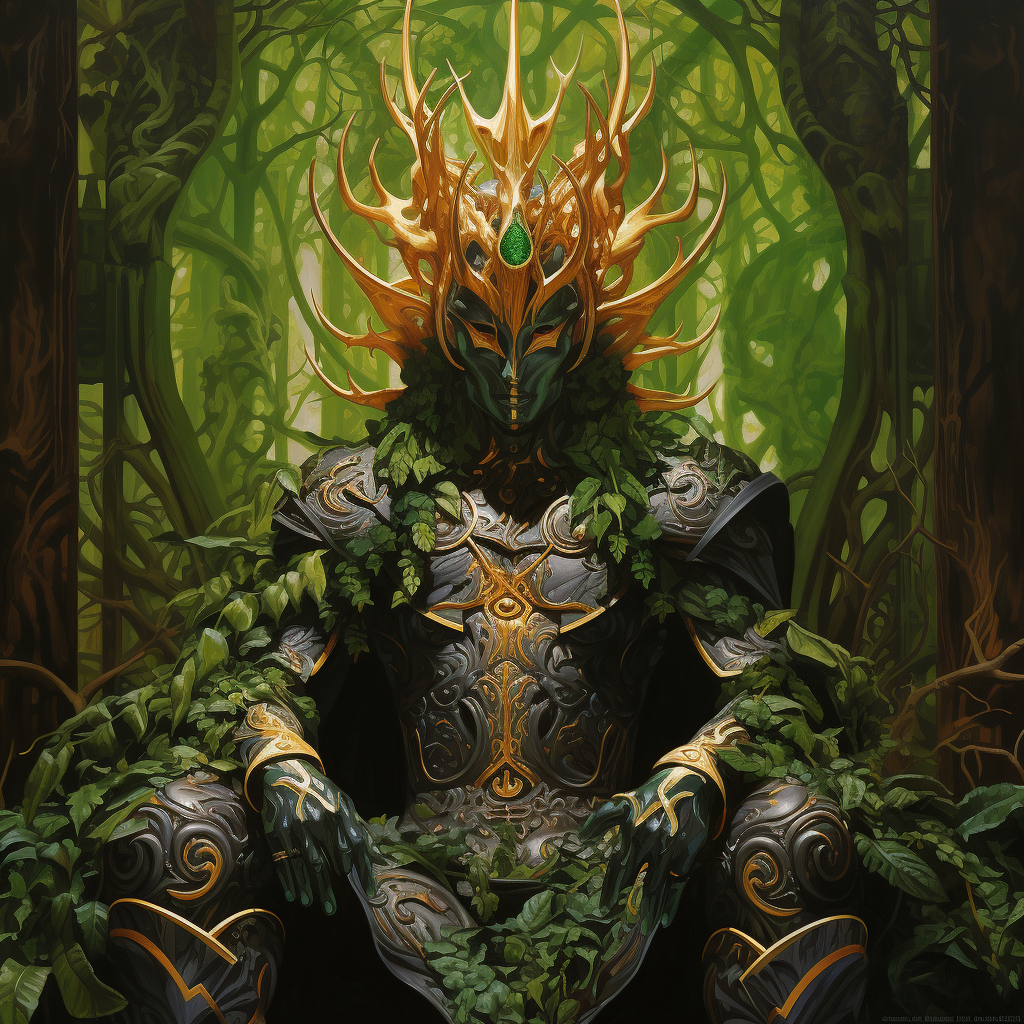 King in Green Armor with Unique Mask