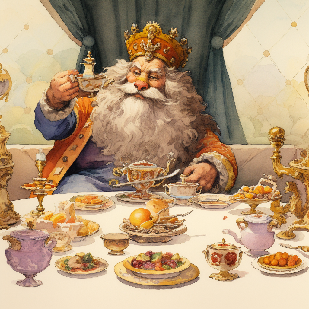 Jovial king enjoying a royal feast