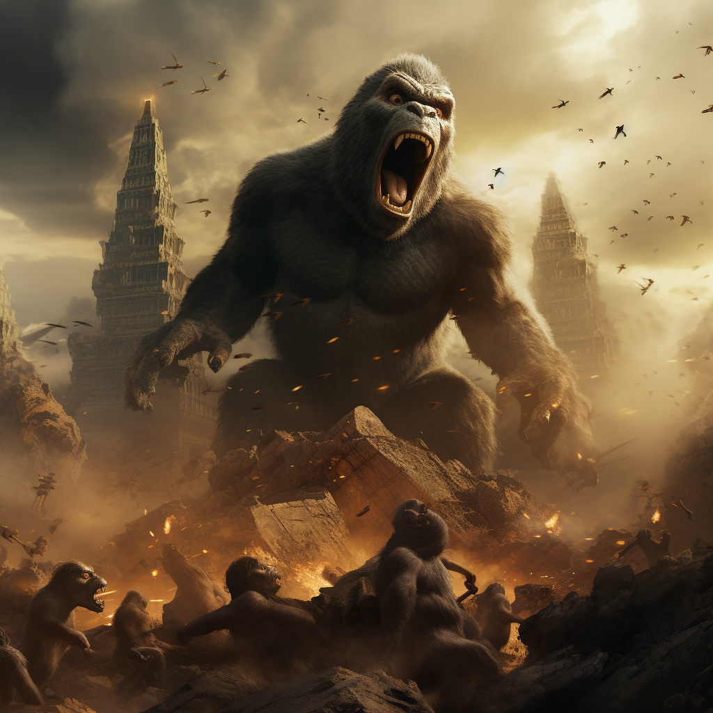 Mighty King Kong attacking pyramids