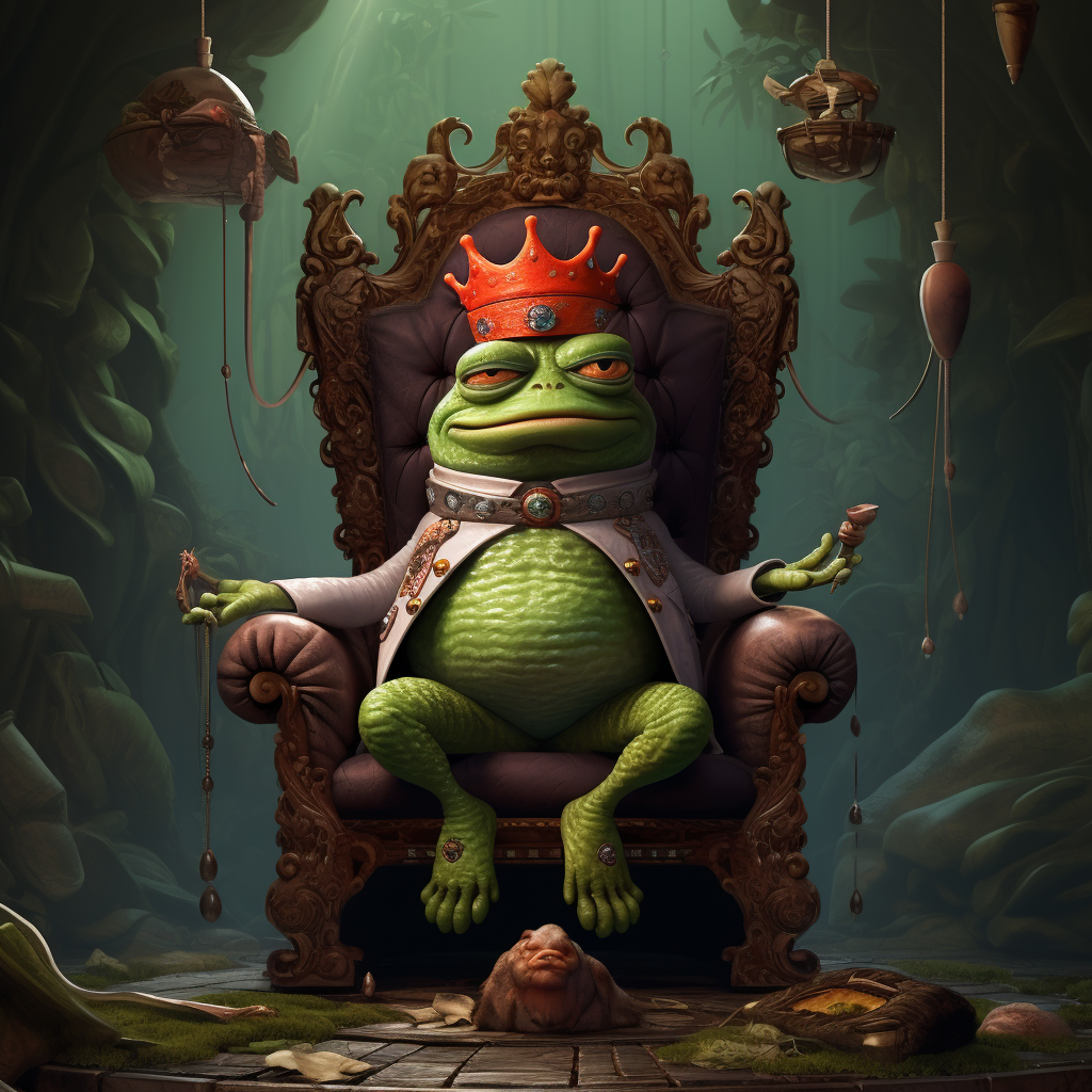 Image of a king pea sitting on a throne