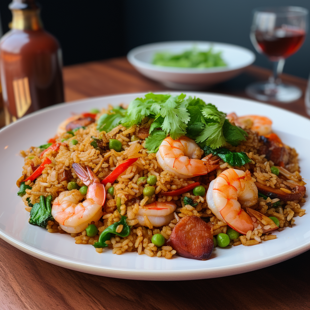 Tasty king prawn fried rice