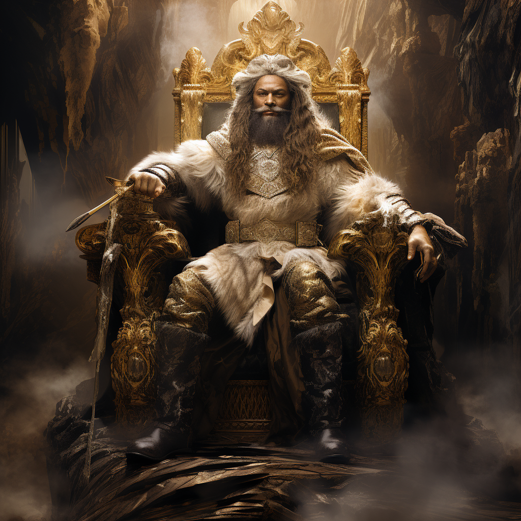 King sitting on throne