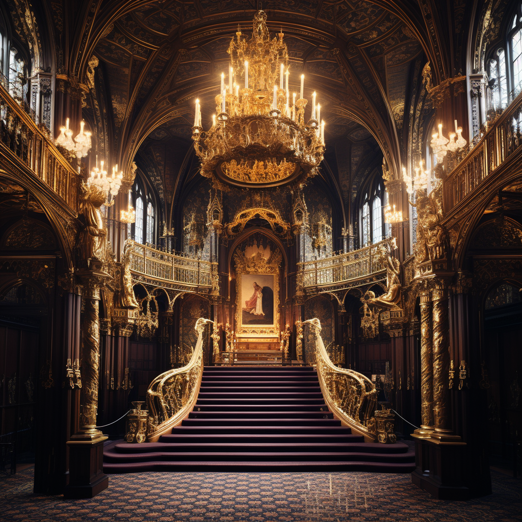 Elaborate kings hall with glorious architecture