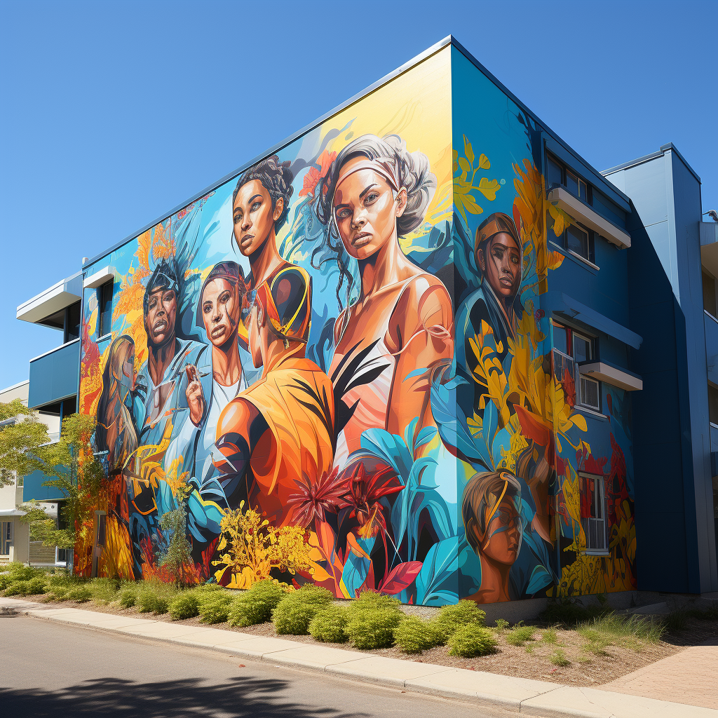 Vibrant lawn bowling depiction at Kingston mural