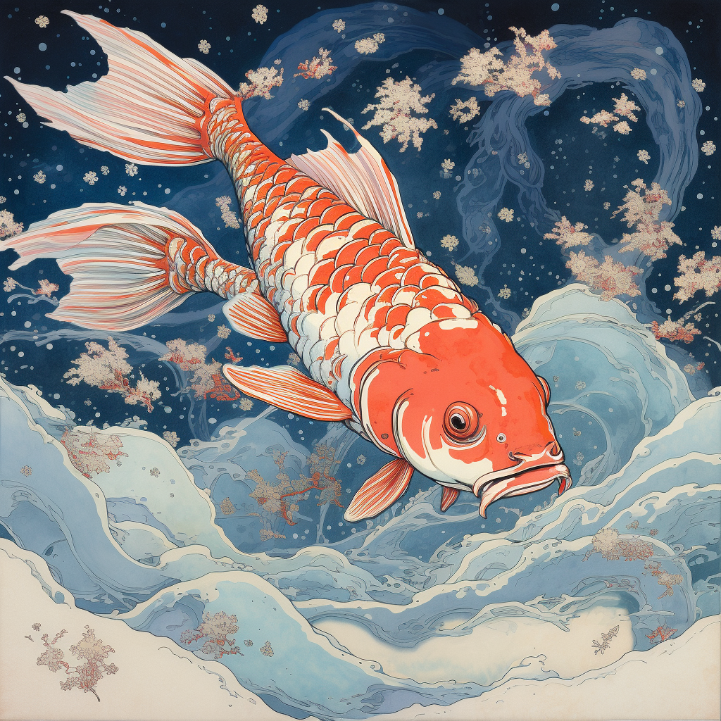 Colorful koi carp swimming gracefully