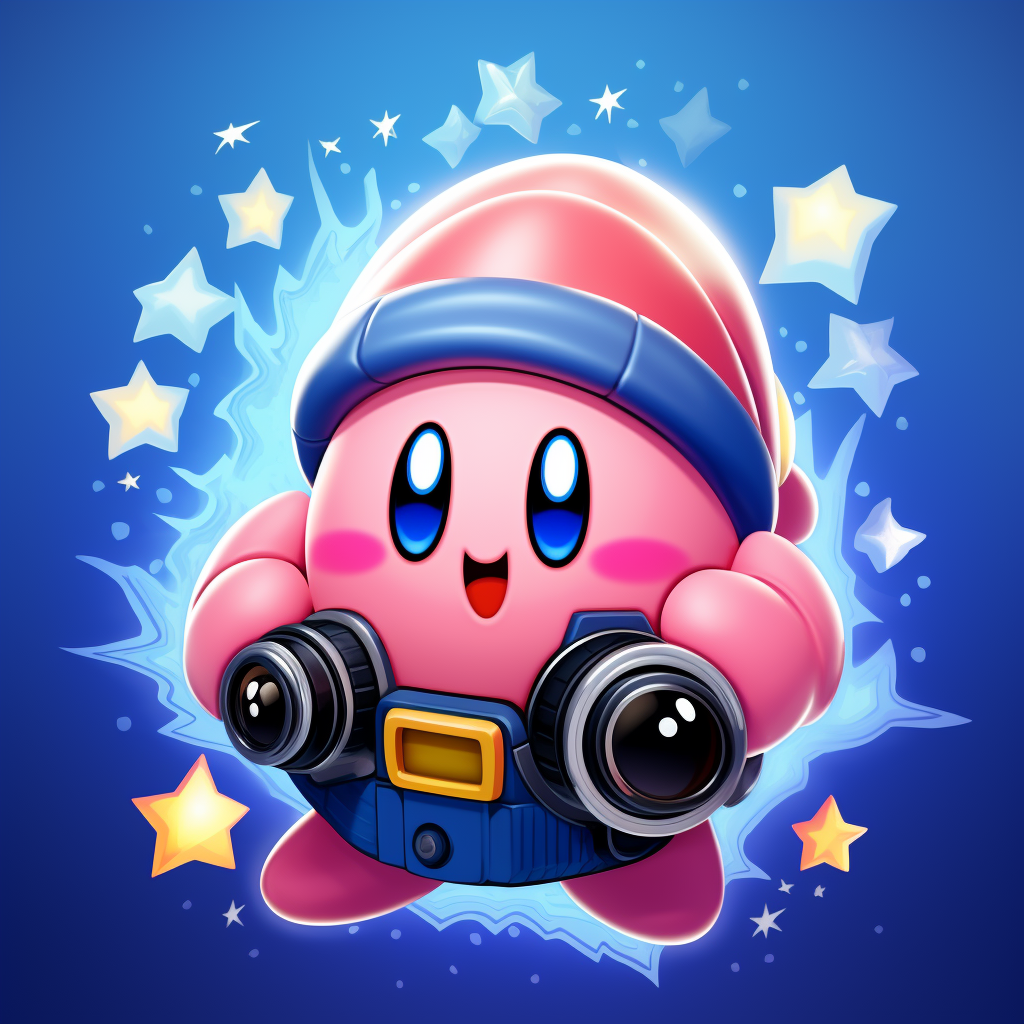 Kirby holding a camera