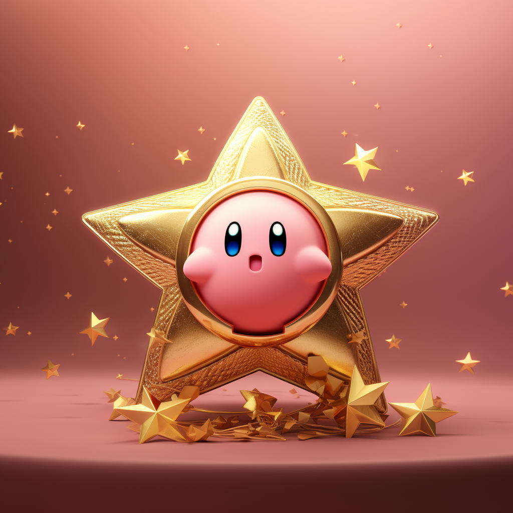 Cute Kirby on shining gold star