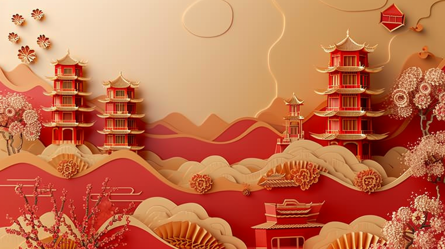 Chinese Kirigami Crafts Landscape