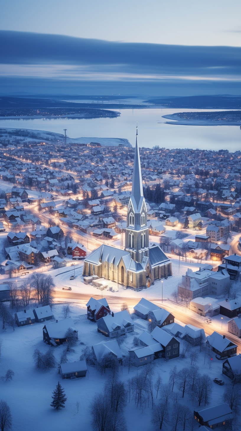 Breathtaking winter view of Kiruna City in Sweden