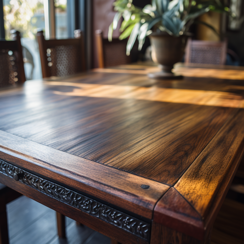 Closeup view of kitchen table