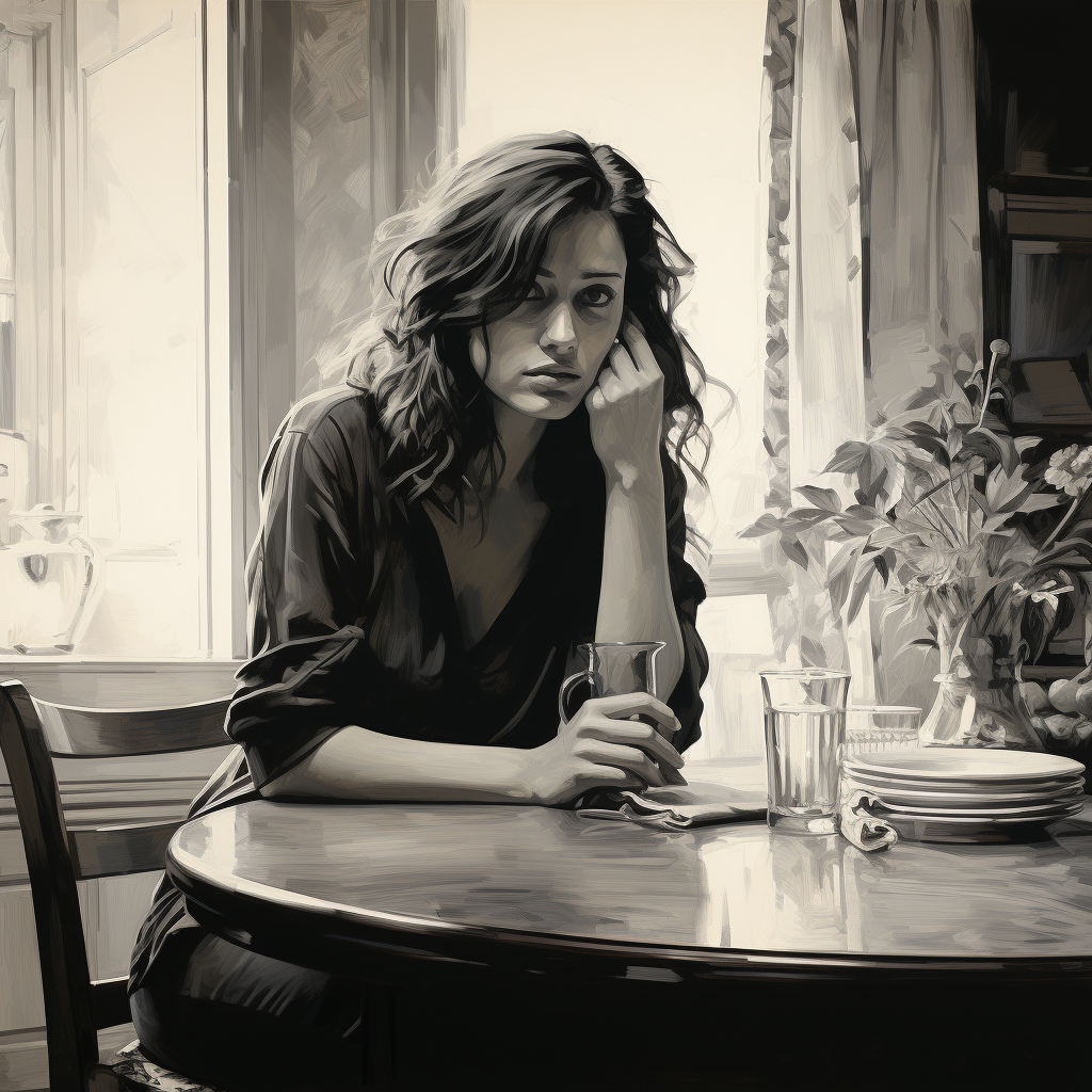 Woman serving slice at kitchen table