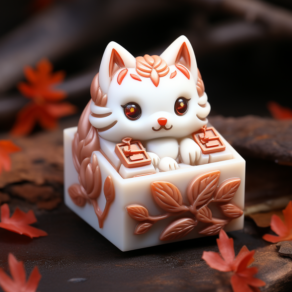 Chibi style kitsune artisan keycap