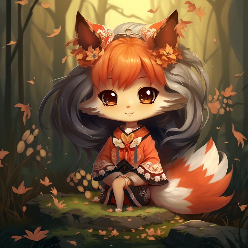 Cute Kitsune Chibi Illustration