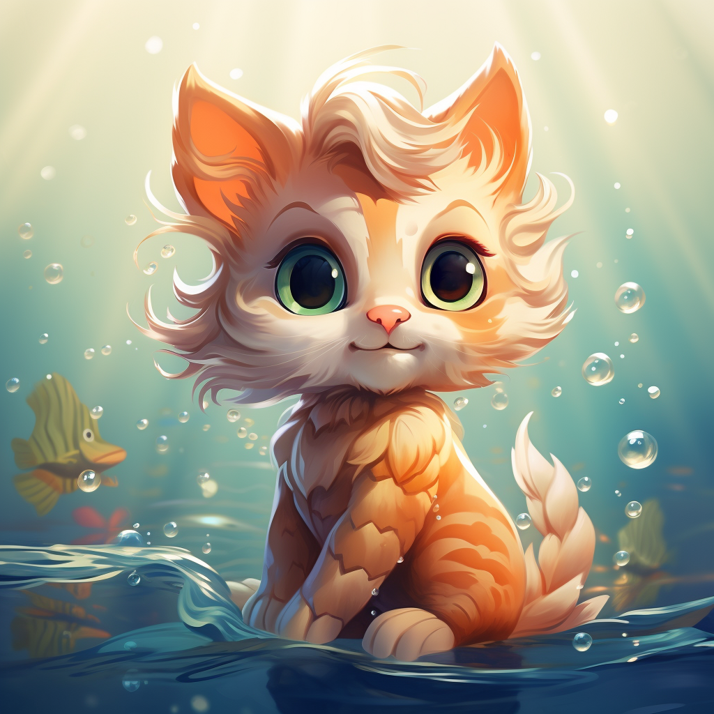 Adorable kitten dressed as a mermaid