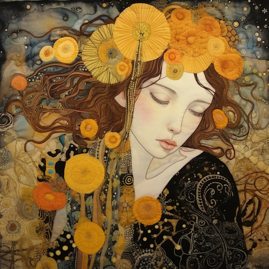 Fabric art inspired by Klimt