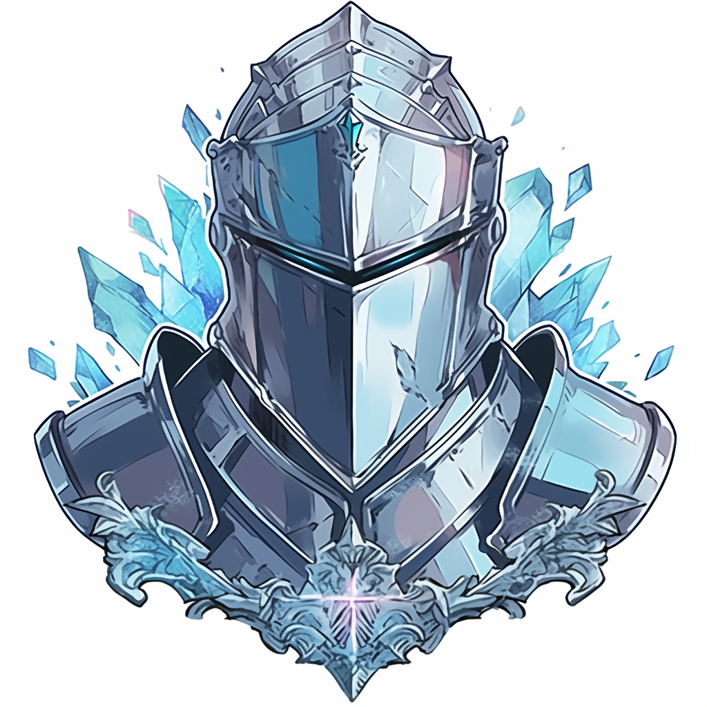 Illustration of Knight with Crystal Shield and Helm