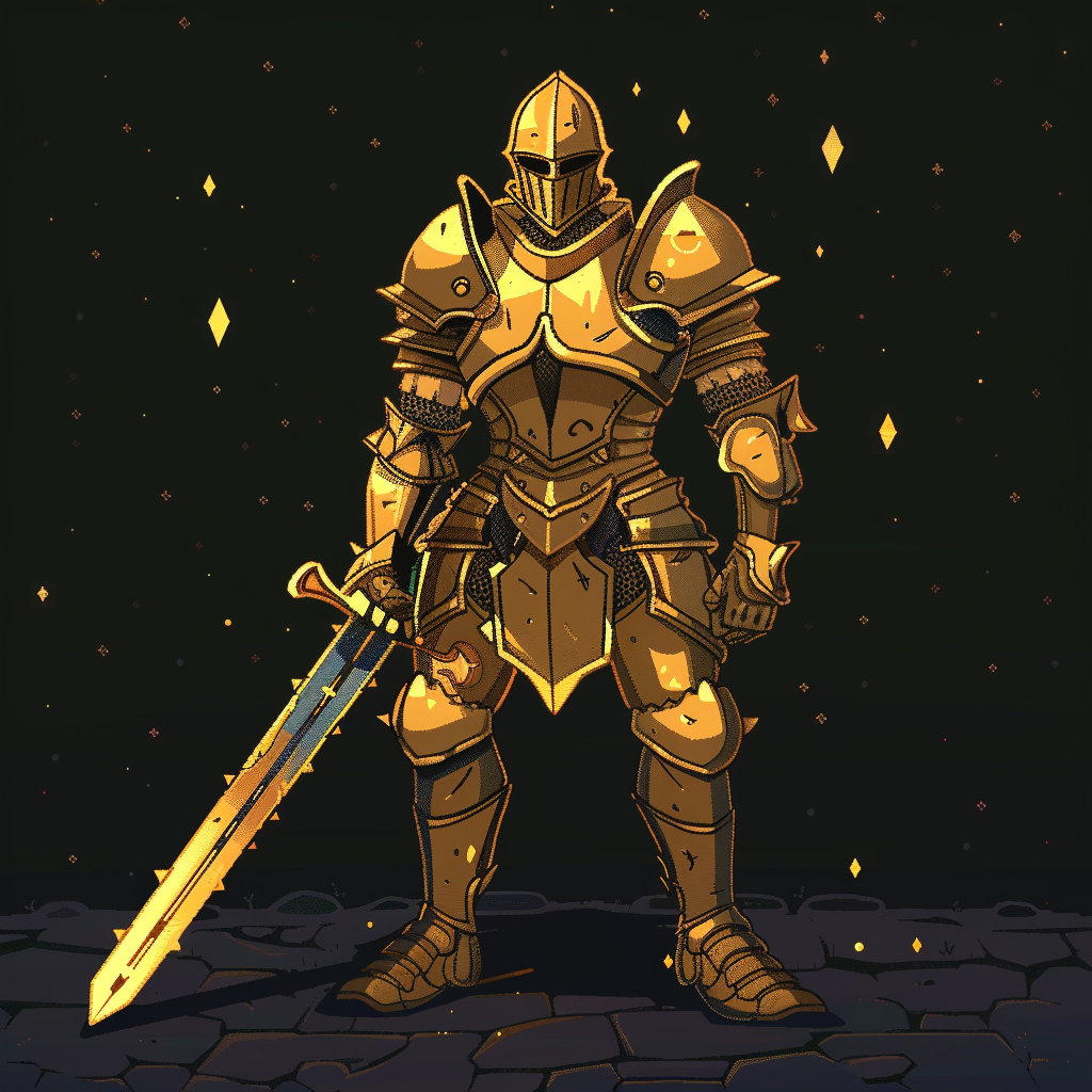 Knight with Gold Armor Sword