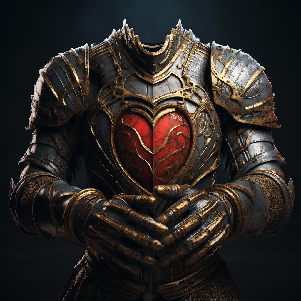 Knight holding heart with hand