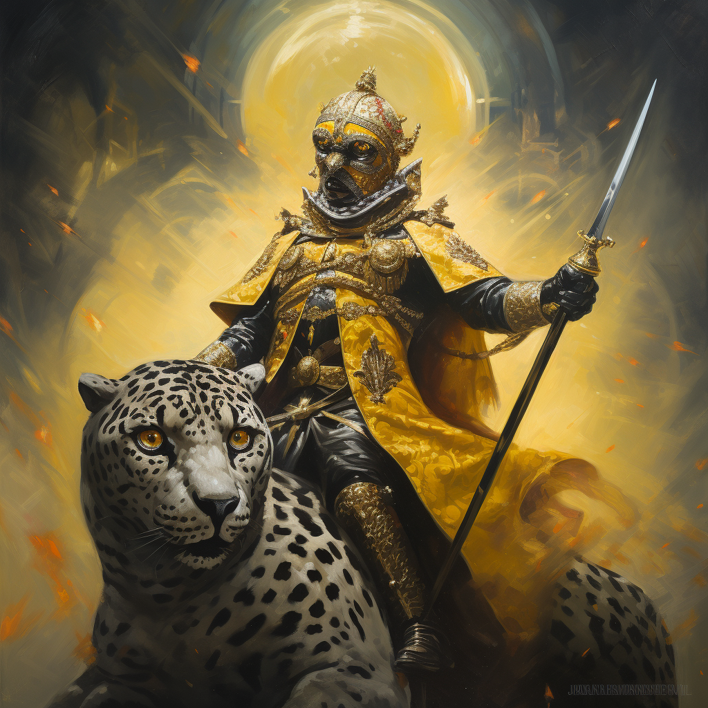 Knight Templar on Yellow Jaguar with Black Spots