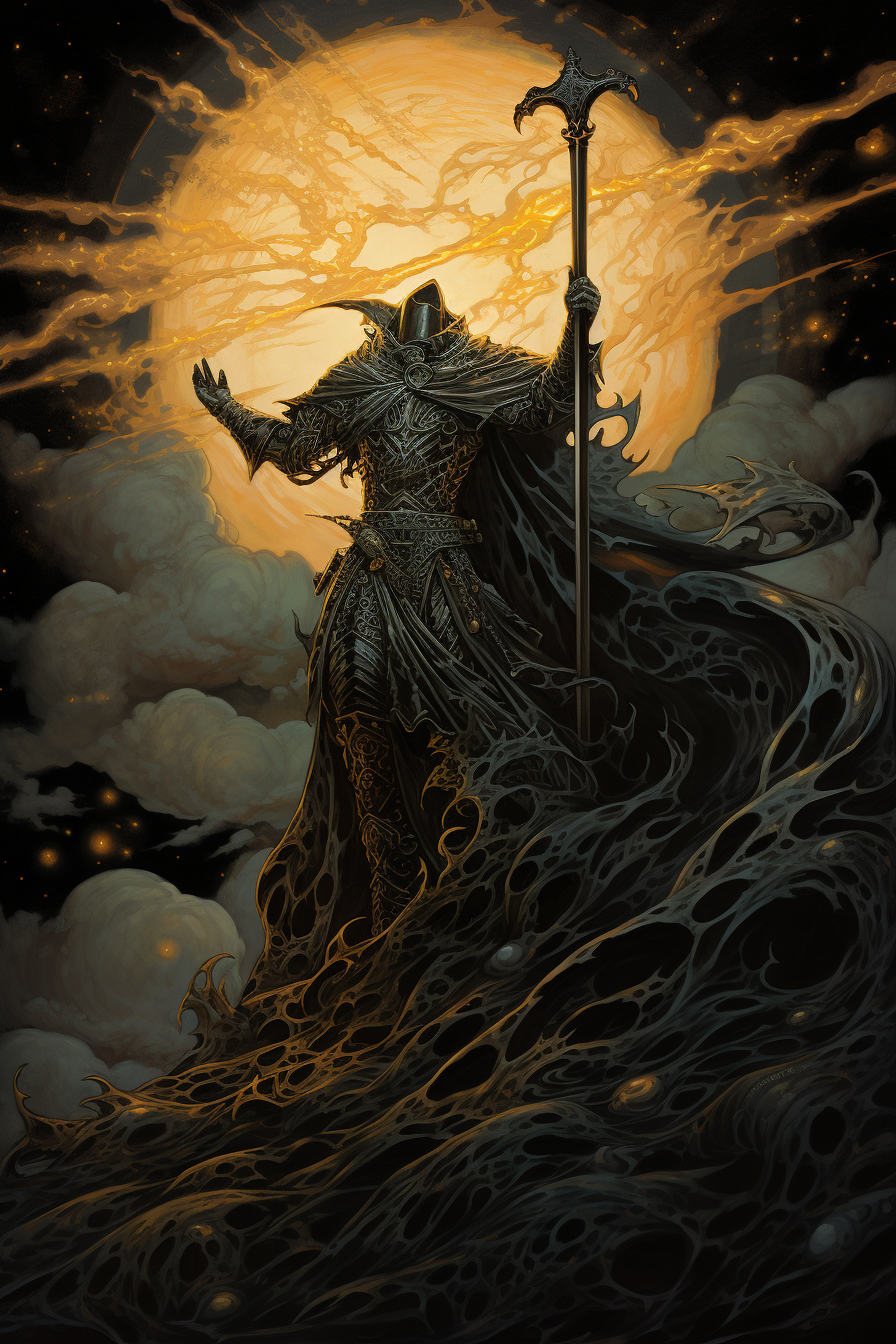 Intricate Knight of Wands Tarot Card Ghost