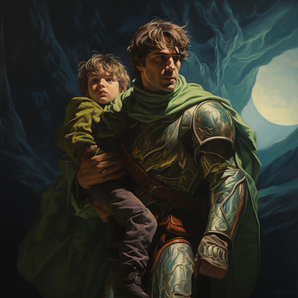 Knight Carrying Son of Hulk Surrealist Art