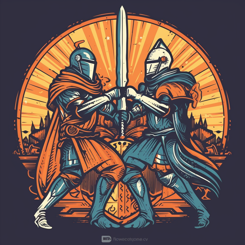 Knight Battle with Colorful Swords