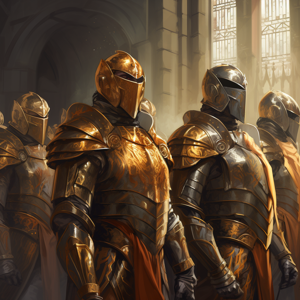 Knights in Golden Orange Armor