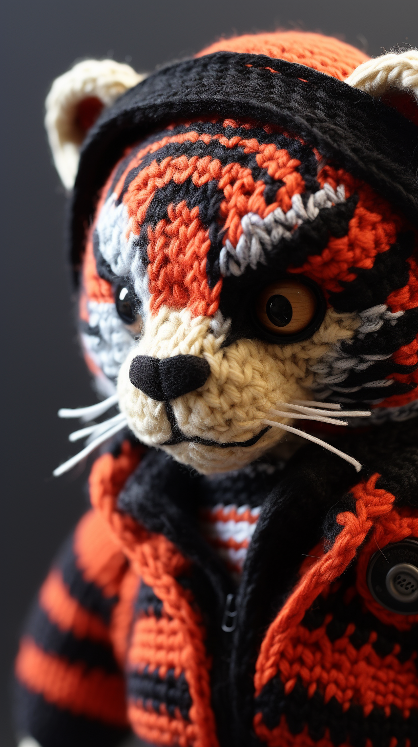 Knitted Cincinnati Bengals mascot toy