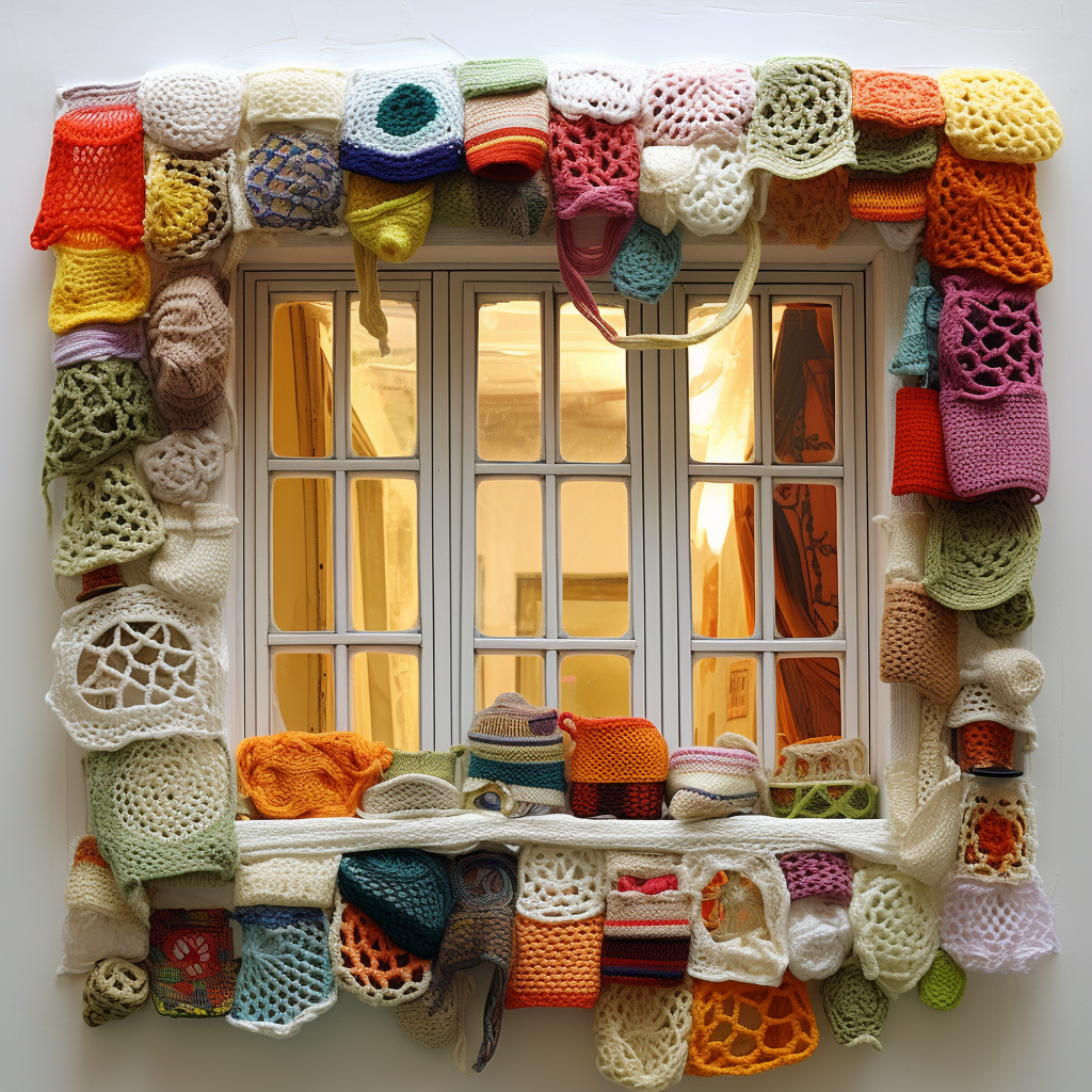 Cozy knitted window decor