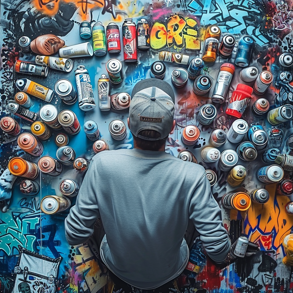 Graffiti artist knolling photo