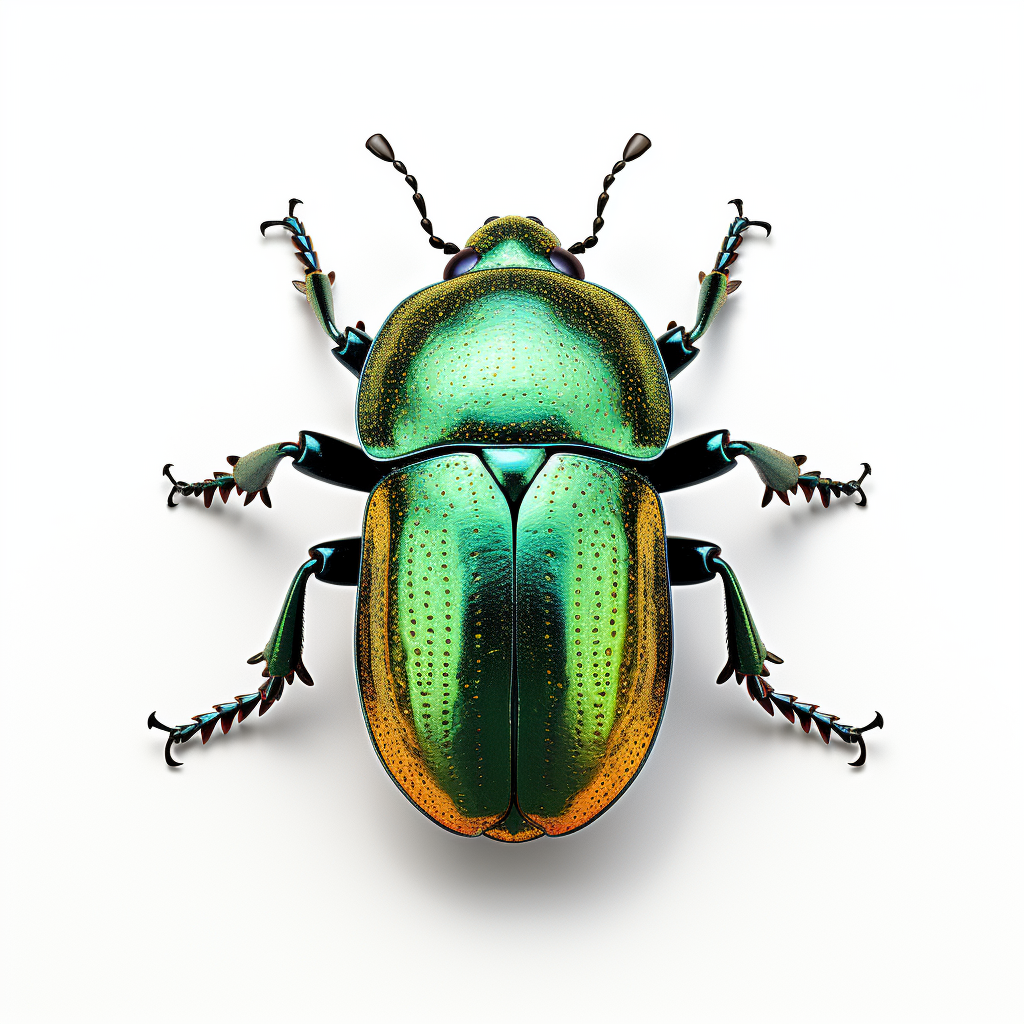 Vibrant knotgrass leaf beetle in full color